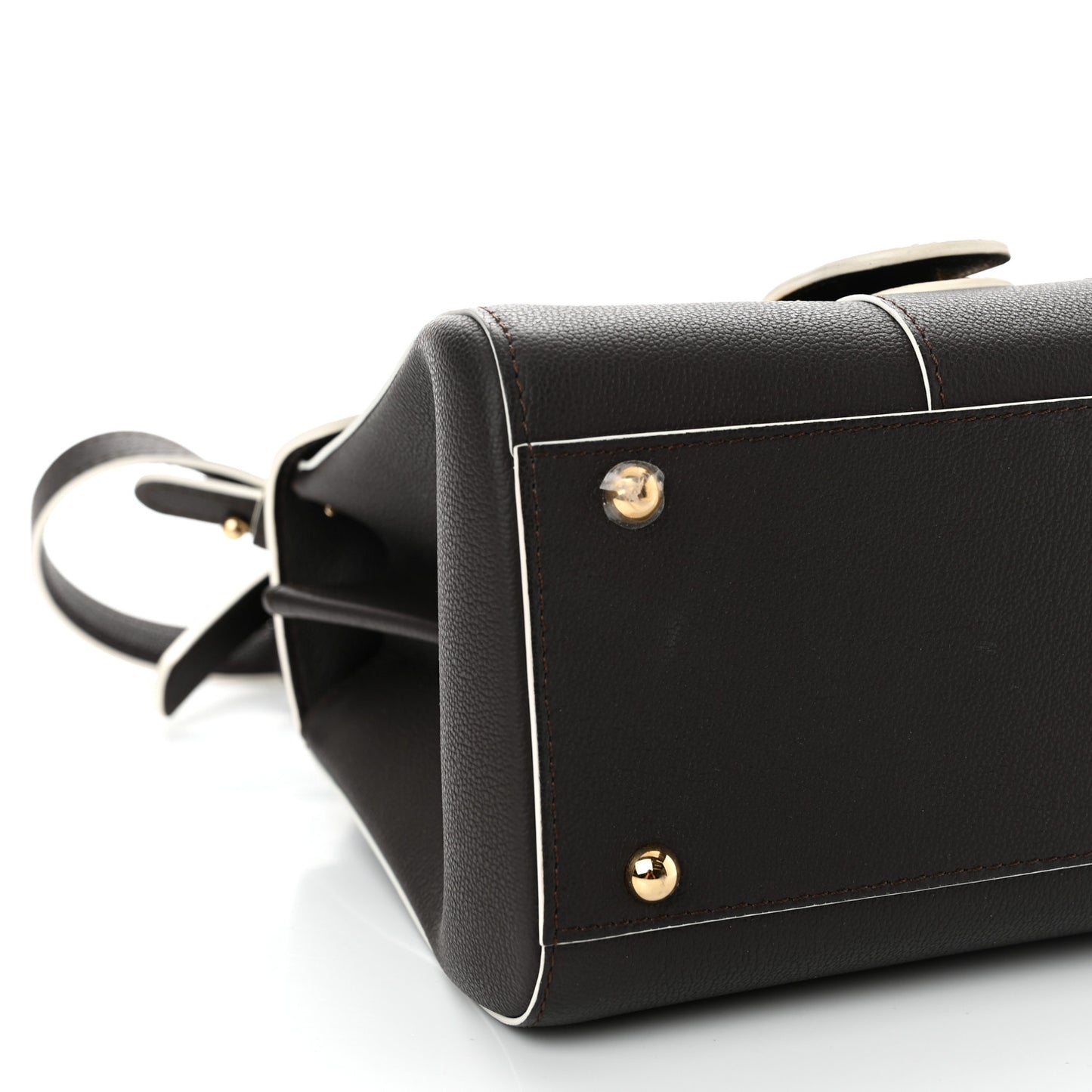 Grained Calfskin Bi-Color Brillant Mini Satchel Black