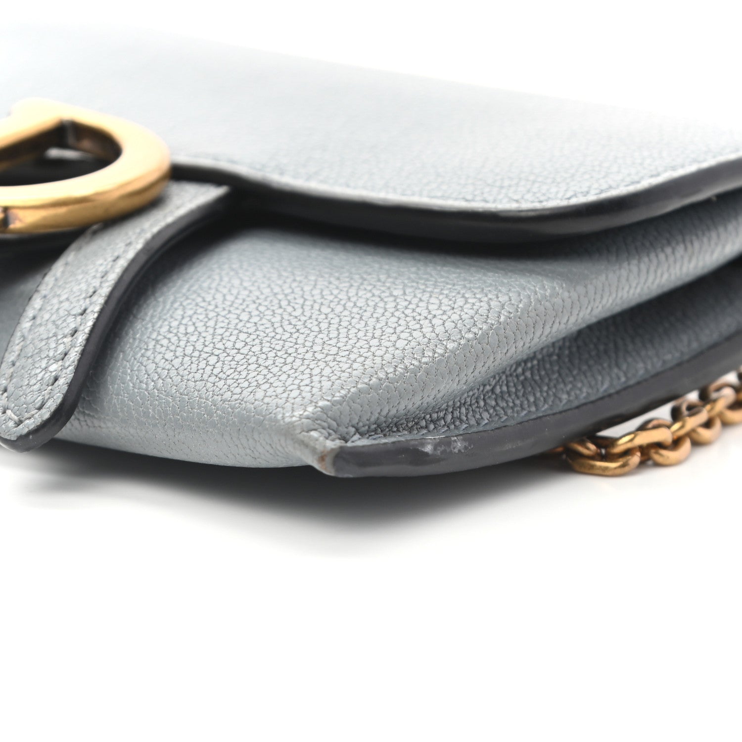 Christian Dior Goatskin Nano Saddle Chain Pouch Blue 8 of 9