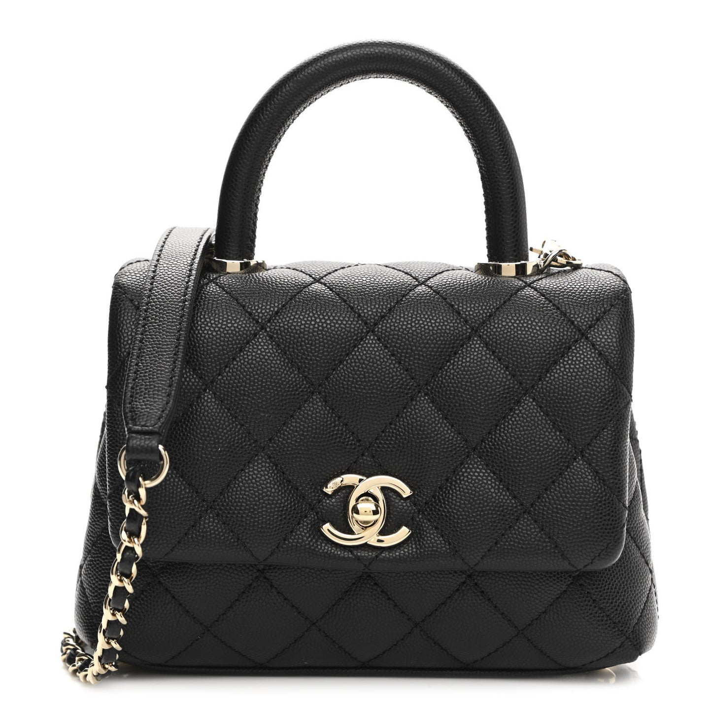Caviar Quilted Extra Mini Coco Handle Flap Black