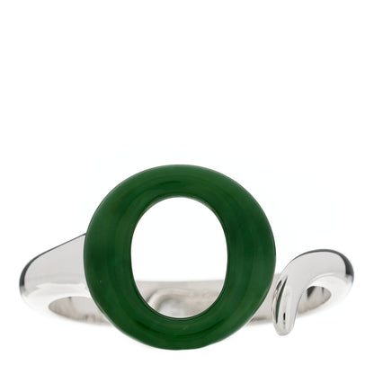 Tiffany Sterling Silver Green Jade Elsa Peretti Sevillana Cuff Bracelet 1 of 4