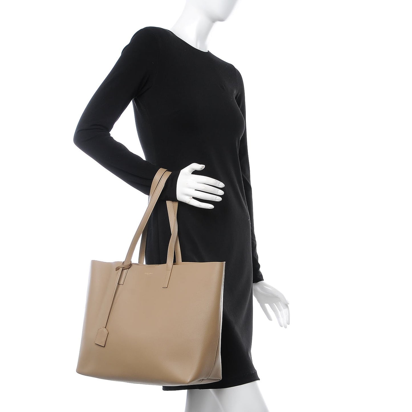 Calfskin Large Shopping Tote Dark Beige