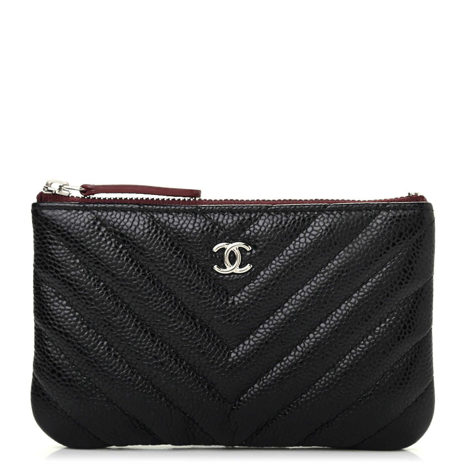 Chanel Caviar Chevron Quilted Small Cosmetic Case Black 1 of 4