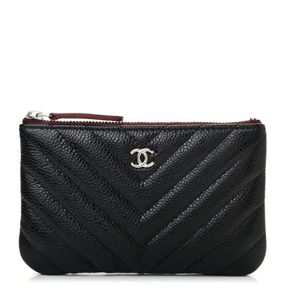 Chanel Caviar Chevron Quilted Small Cosmetic Case Black 1 of 4