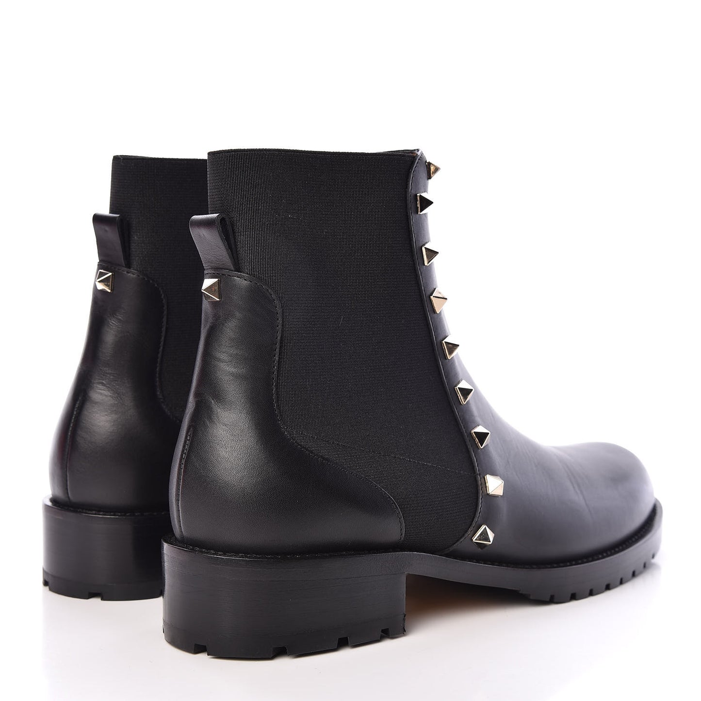 Calfskin Rockstud Beatle Chelsea 20mm Ankle Boots 39 Black