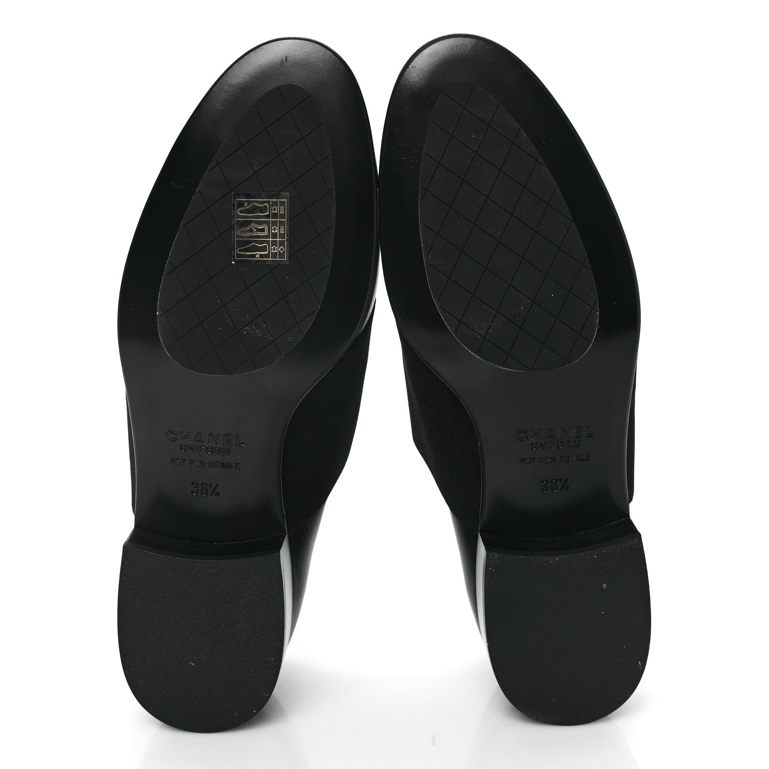 Chanel Calfskin Elastic Lace Up Cap Toe CC Loafers 38.5 Black 5 of 10
