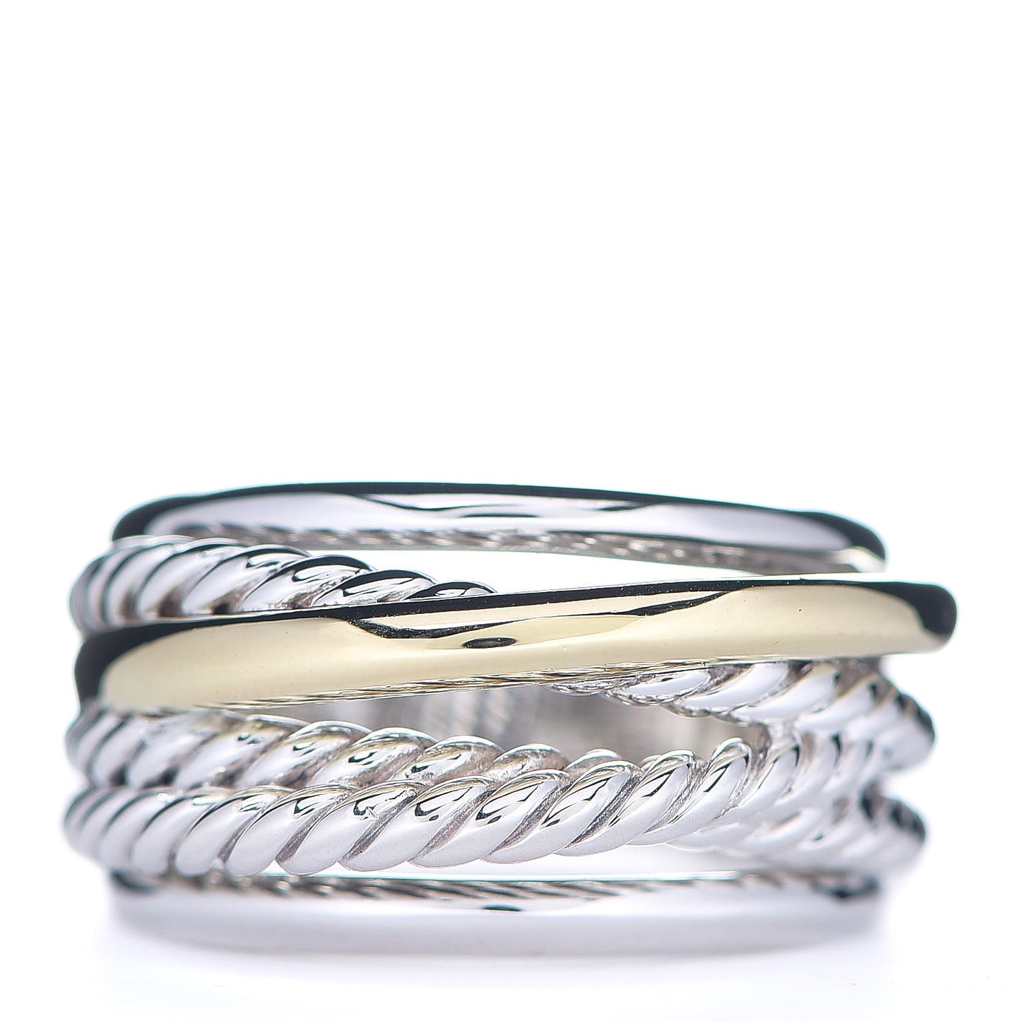Sterling Silver 14K Yellow Gold Narrow Crossover Ring 59 8.75