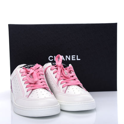 Chanel Calfskin Womens Logo Sneakers 37.5 White Pink 11 of 11