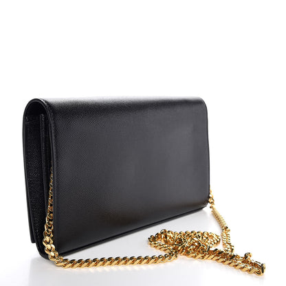 Saint Laurent Grain De Poudre Star Studded Monogram Wallet on Chain Black 3 of 7