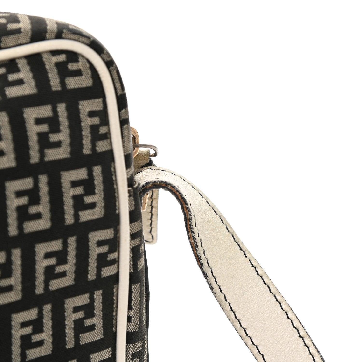 Fendi Zucchino Vitello Crossbody Black White 16 of 17