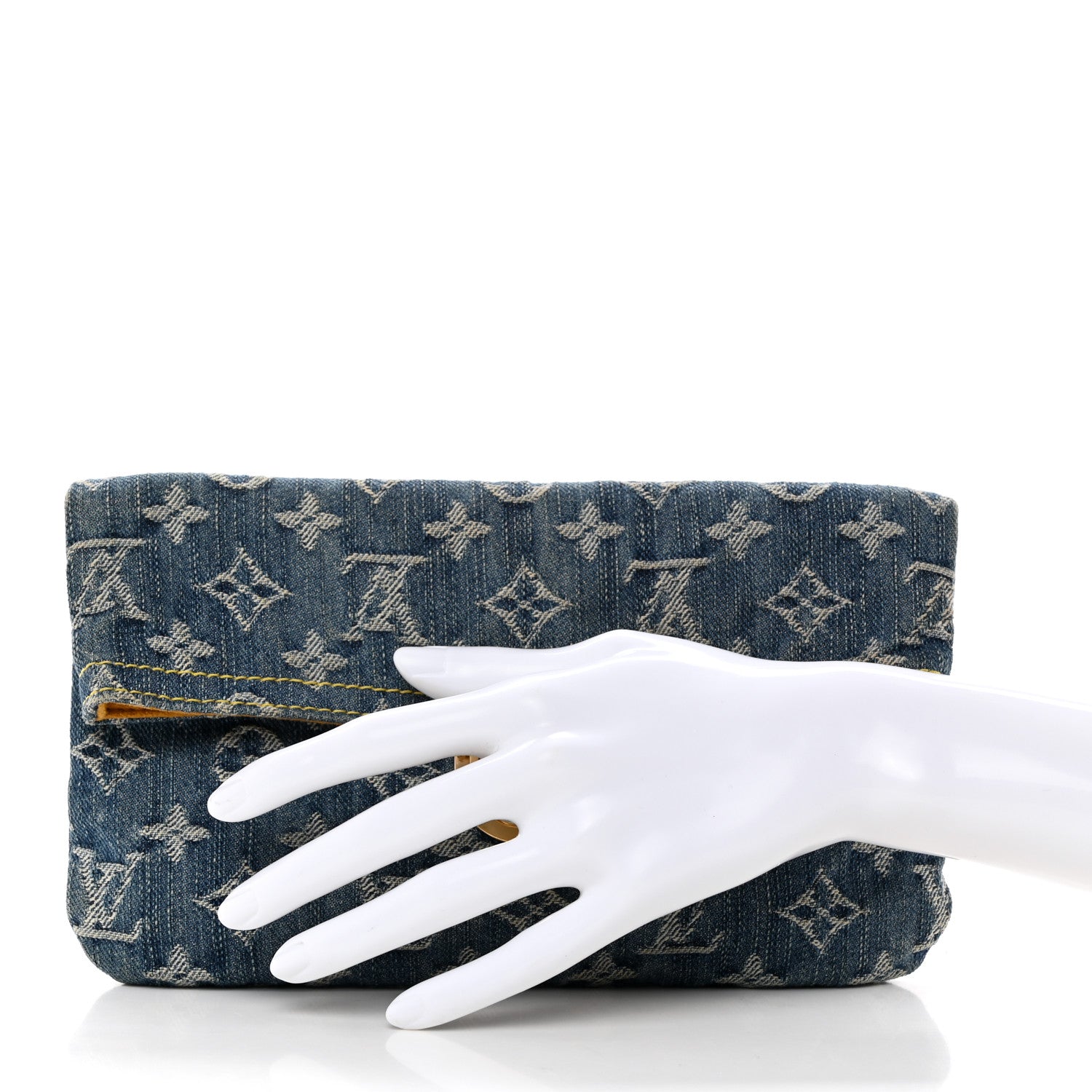 Louis Vuitton Monogram Denim Pochette Plat Clutch Blue 2 of 8