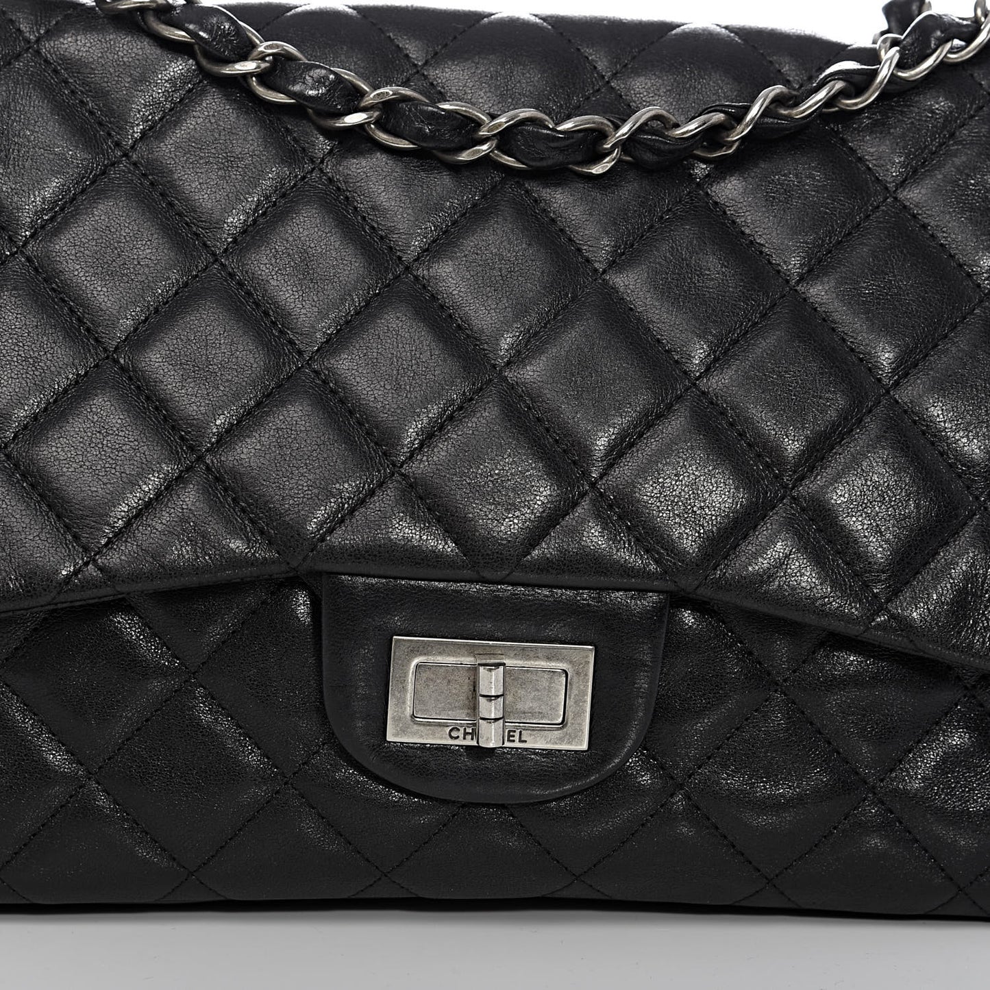 Washed Lambskin Quilted Jumbo Hybrid Reissue Flap Black