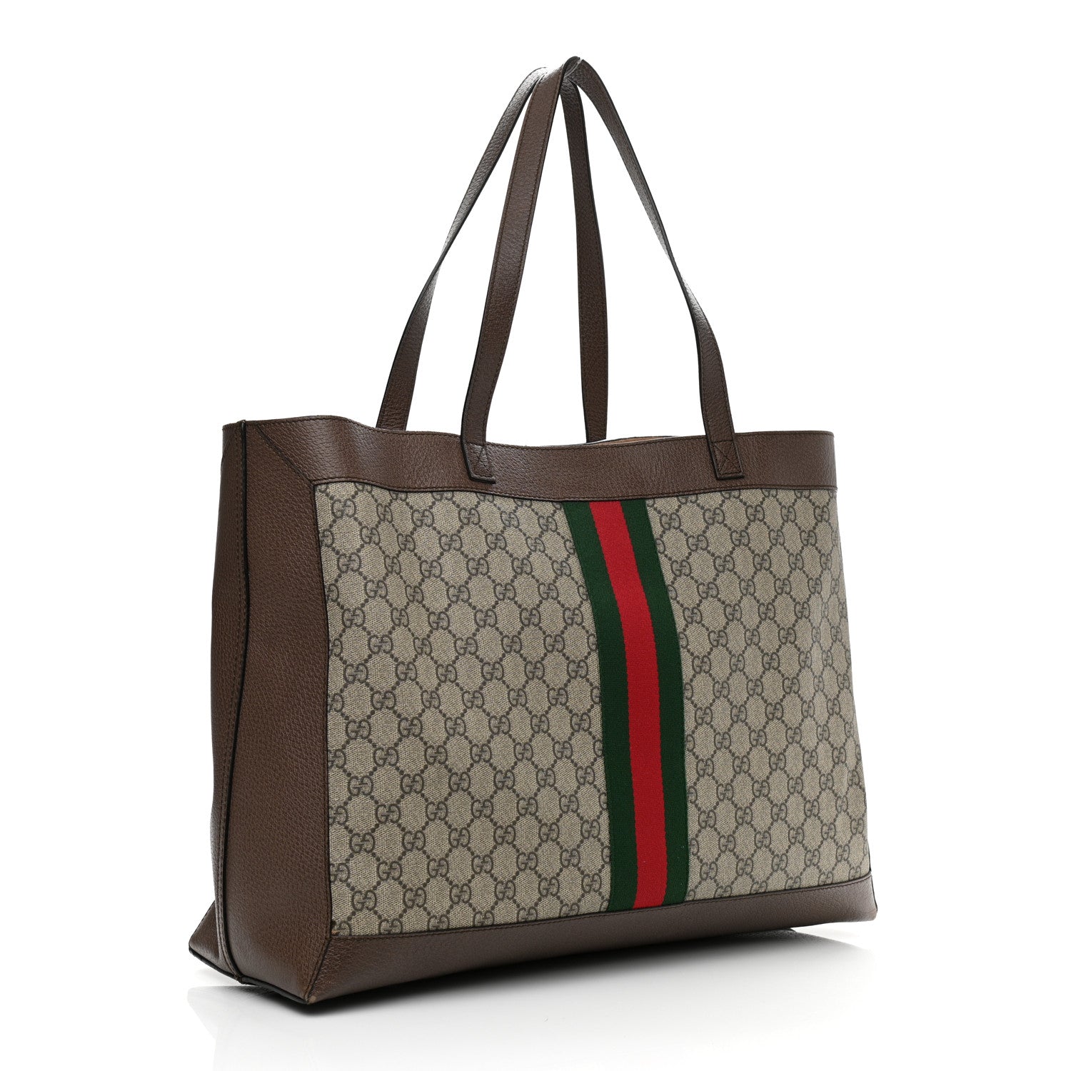 Gucci GG Supreme Monogram Web Ophidia Tote Brown 3 of 15