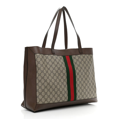 Gucci GG Supreme Monogram Web Ophidia Tote Brown 3 of 15