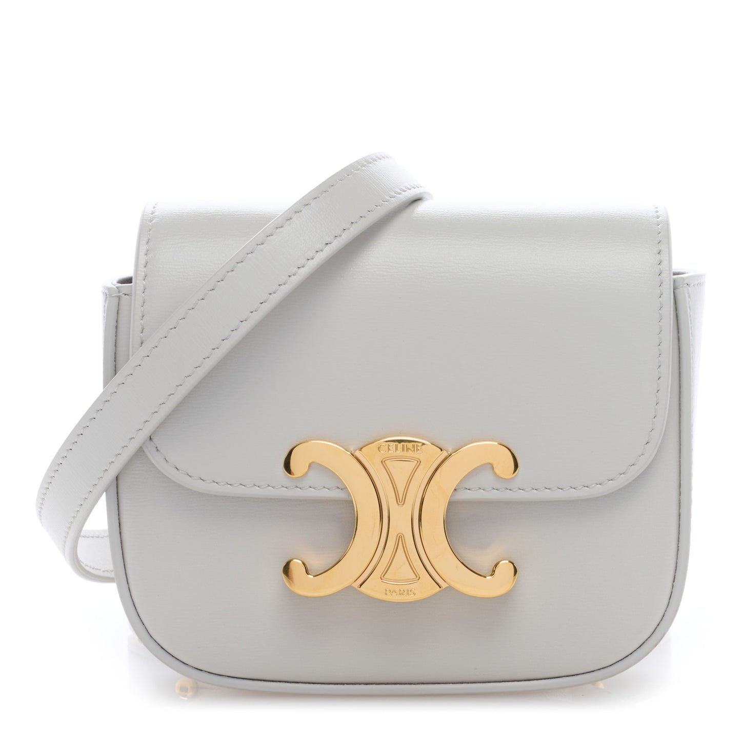 Shiny Calfskin Mini Triomphe Chalk