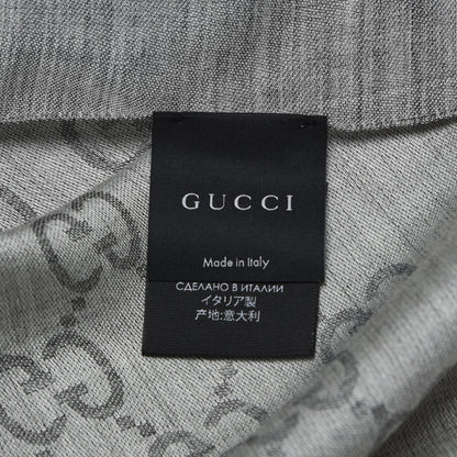 Gucci Wool Silk Monogram Fringe Scarf Grey 4 of 5