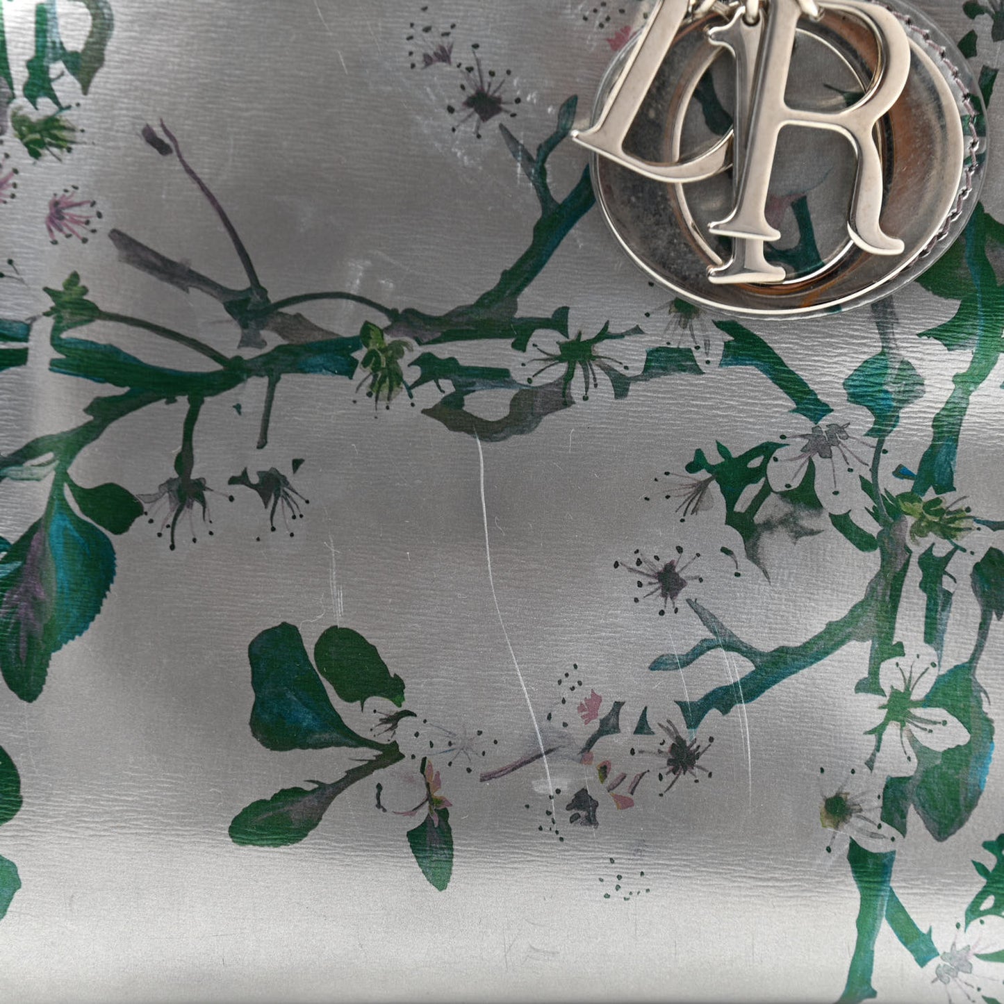 Metallic Patent Floral Printed Medium Lady Dior
