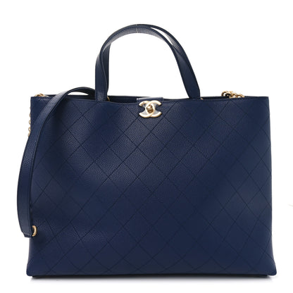 Chanel Caviar Stitched Large Shopping Tote Bag Blue 1 of 10