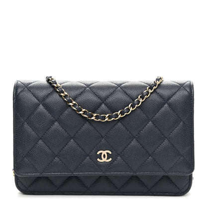Chanel Caviar Quilted Wallet On Chain WOC Navy Blue 1 of 12