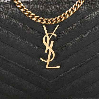 Saint Laurent Grain De Poudre Matelasse Chevron Monogram Envelope Chain Wallet Black 8 of 10