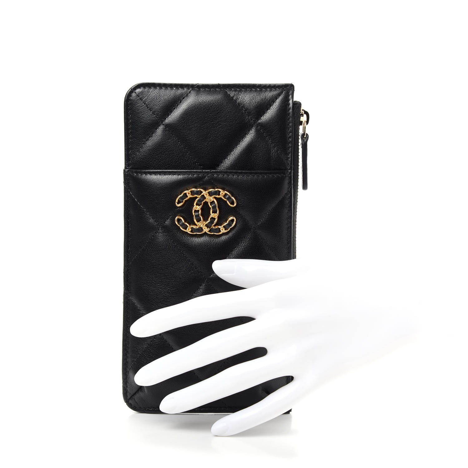 Chanel Lambskin Quilted 19 Phone and Card Holder Black 2 of 8