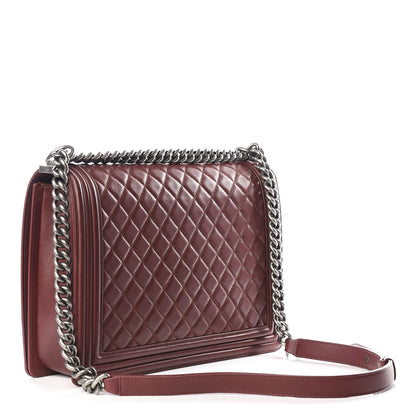 Chanel Lambskin Quilted Large Boy Flap Burgundy 2 of 9