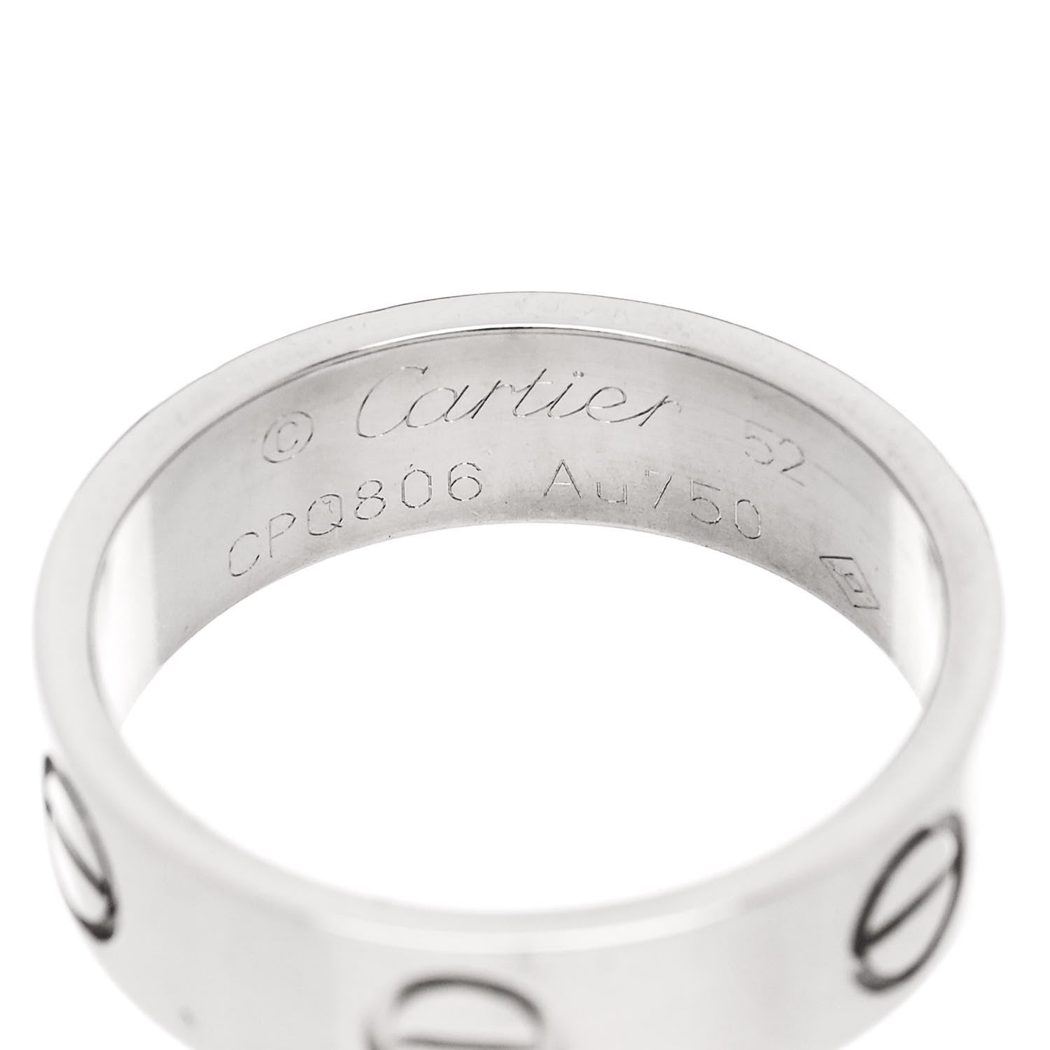 Cartier 18K White Gold 5.5mm LOVE Ring 52 6 4 of 4