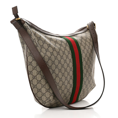 Gucci GG Supreme Monogram Web Ophidia Half Moon Hobo Brown 3 of 11