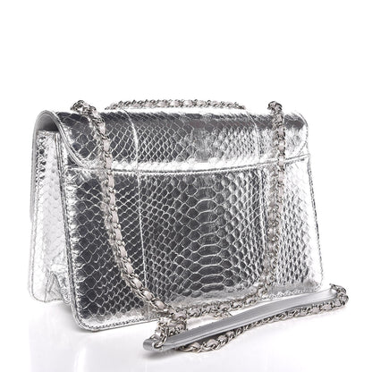 Chanel Metallic Python Beauty Lock Flap Silver 3 of 7