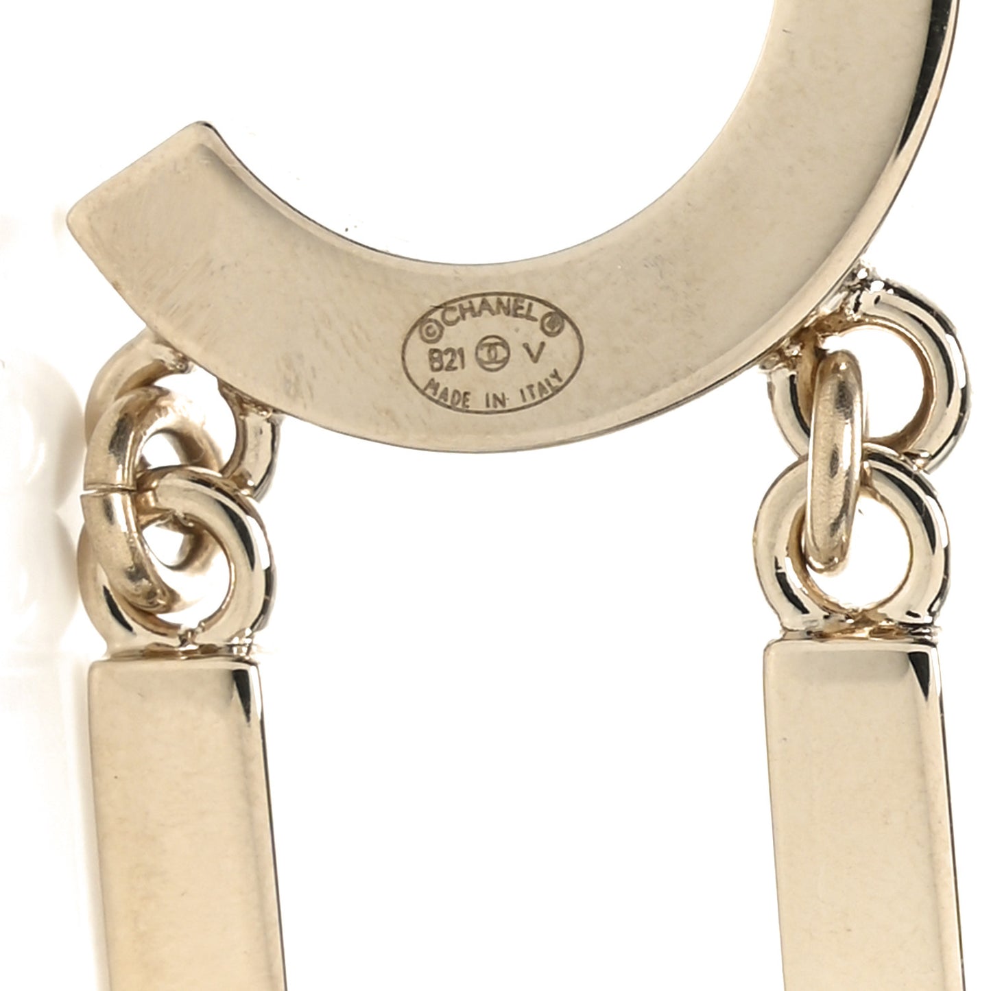 Metal Cha-Nel Logo Drop Earrings Gold