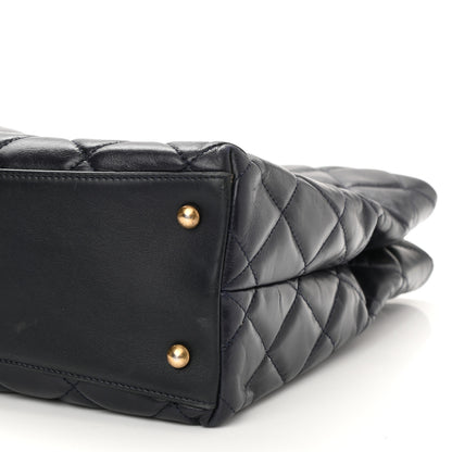 Chanel Calfskin Quilted Large Gold Bar Top Handle Tote Dark Navy Blue 10 of 11