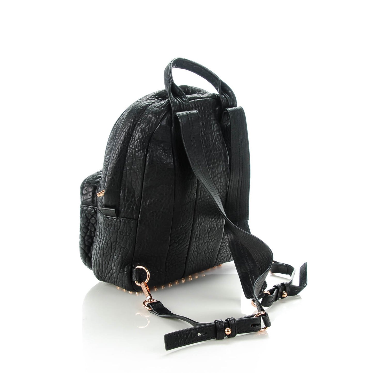 Pebbled Lambskin Dumbo Backpack Black Rose Gold Hardware
