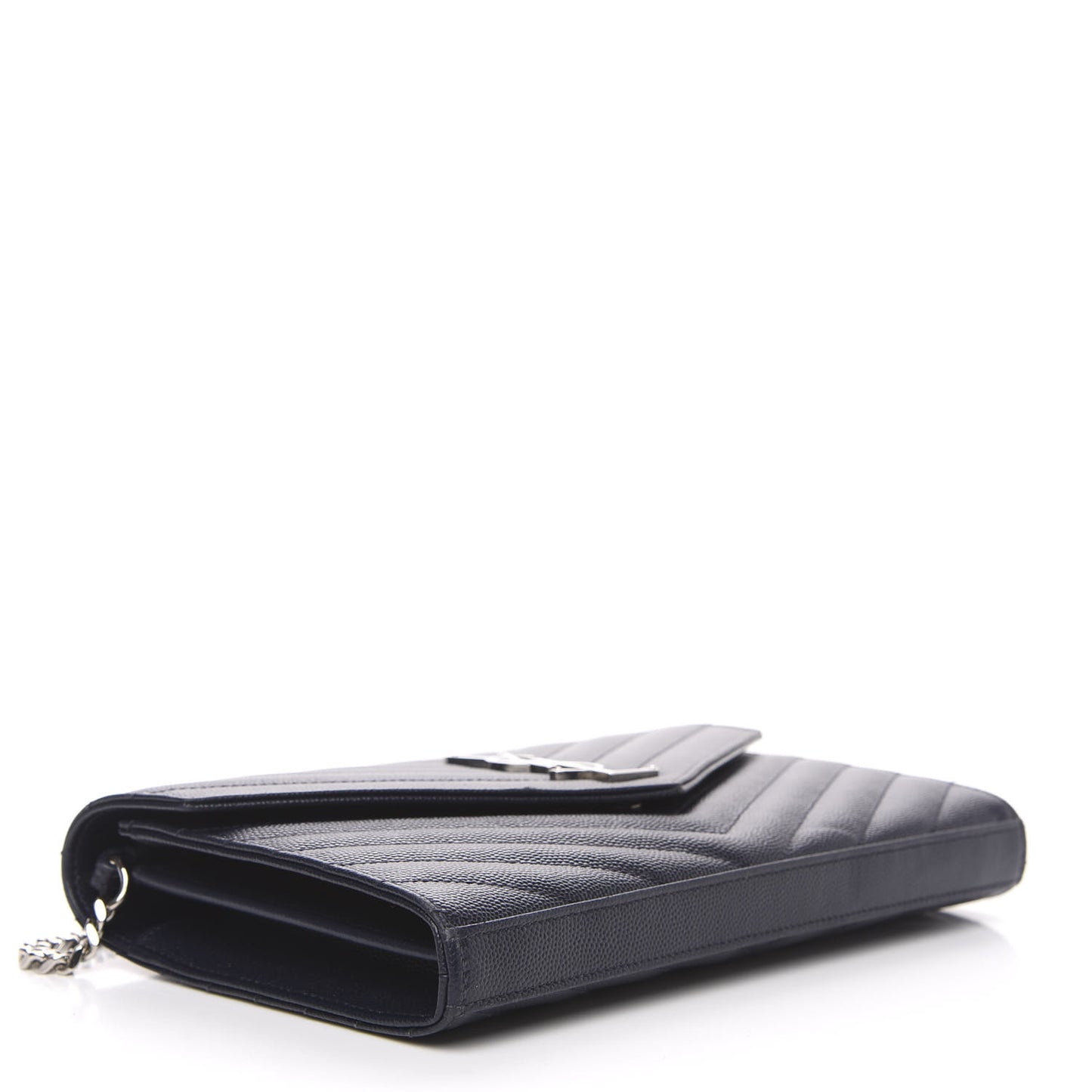 Grain De Poudre Matelasse Chevron Monogram Chain Wallet Deep Marine