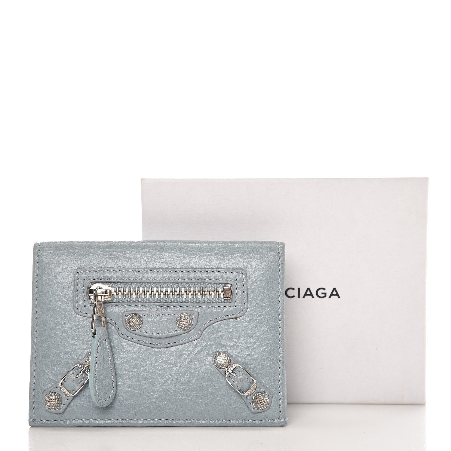 Balenciaga Agneau Giant 12 Silver Hardware Card Case Bleu Opaline 9 of 9