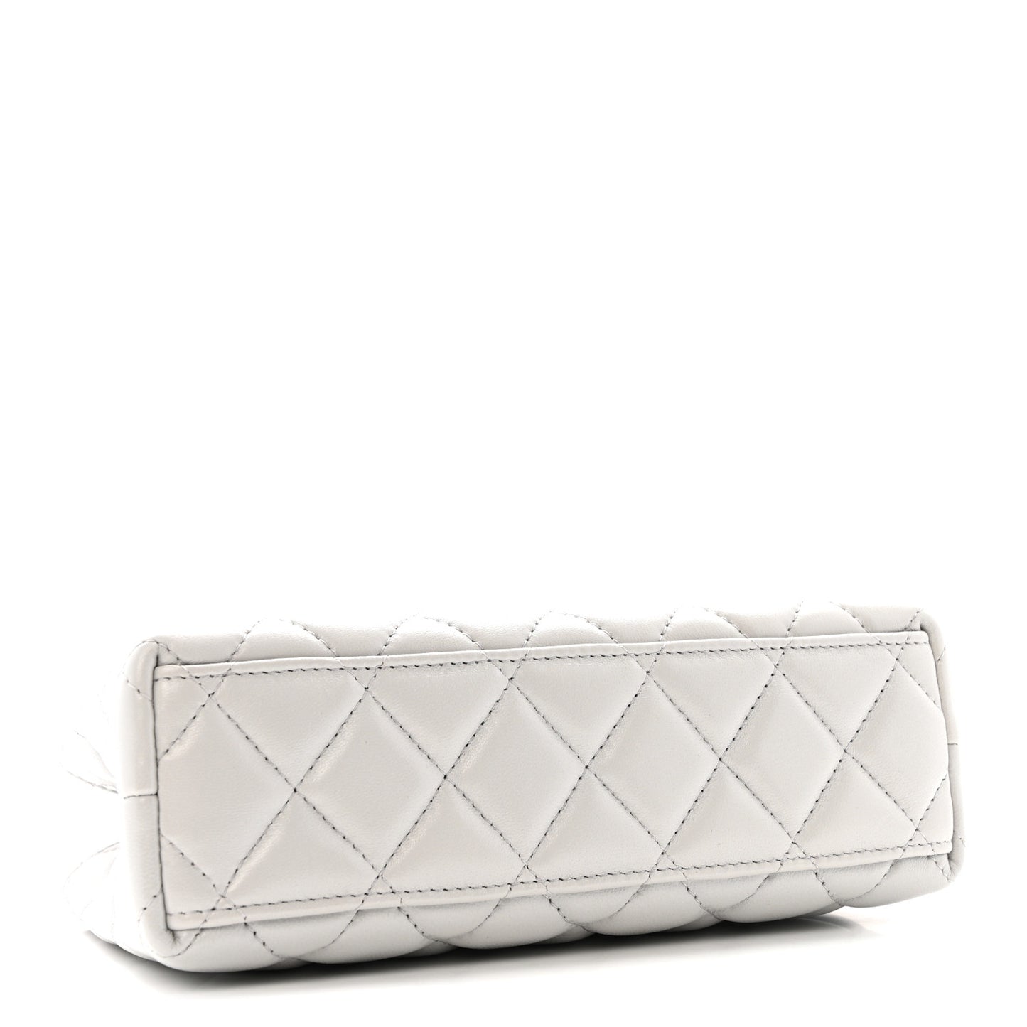 Shiny Aged Calfskin Quilted Nano Kelly Shopper Light Grey