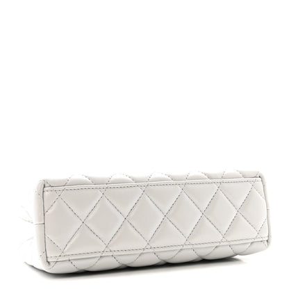 Chanel Shiny Aged Calfskin Quilted Nano Kelly Shopper Light Grey 4 of 11