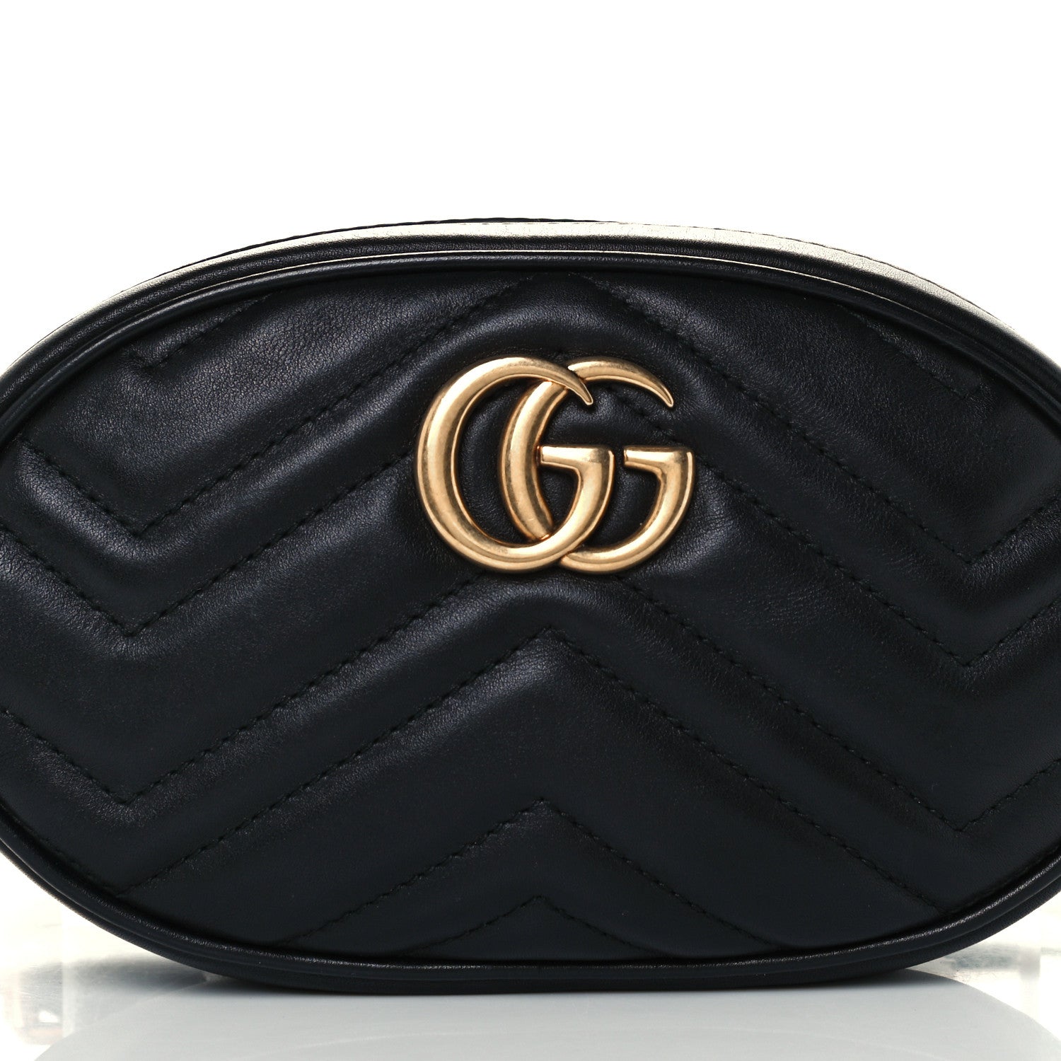 Gucci Calfskin Matelasse GG Marmont Belt Bag 95 38 Black 9 of 11