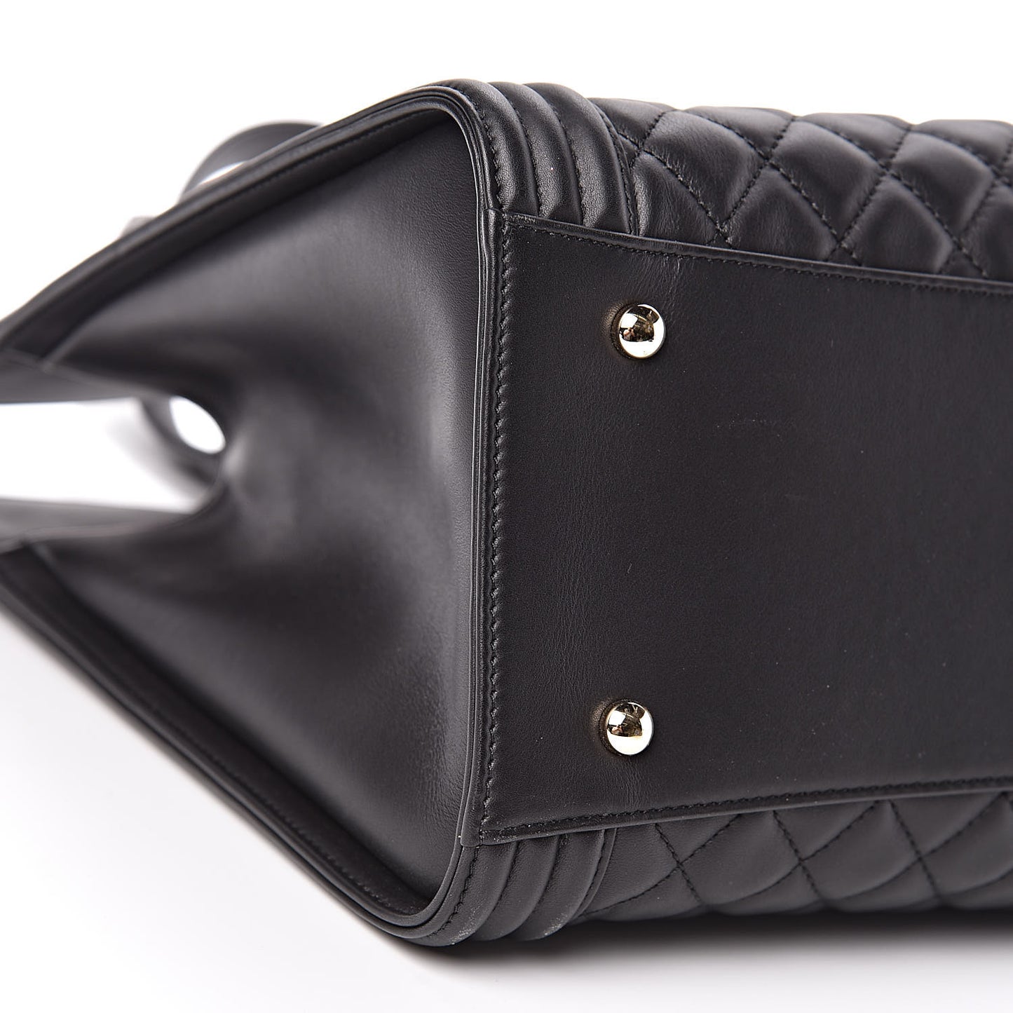 Calfskin Quilted Boy Shopping Tote Black