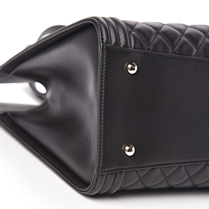 Chanel Calfskin Quilted Boy Shopping Tote Black 11 of 12