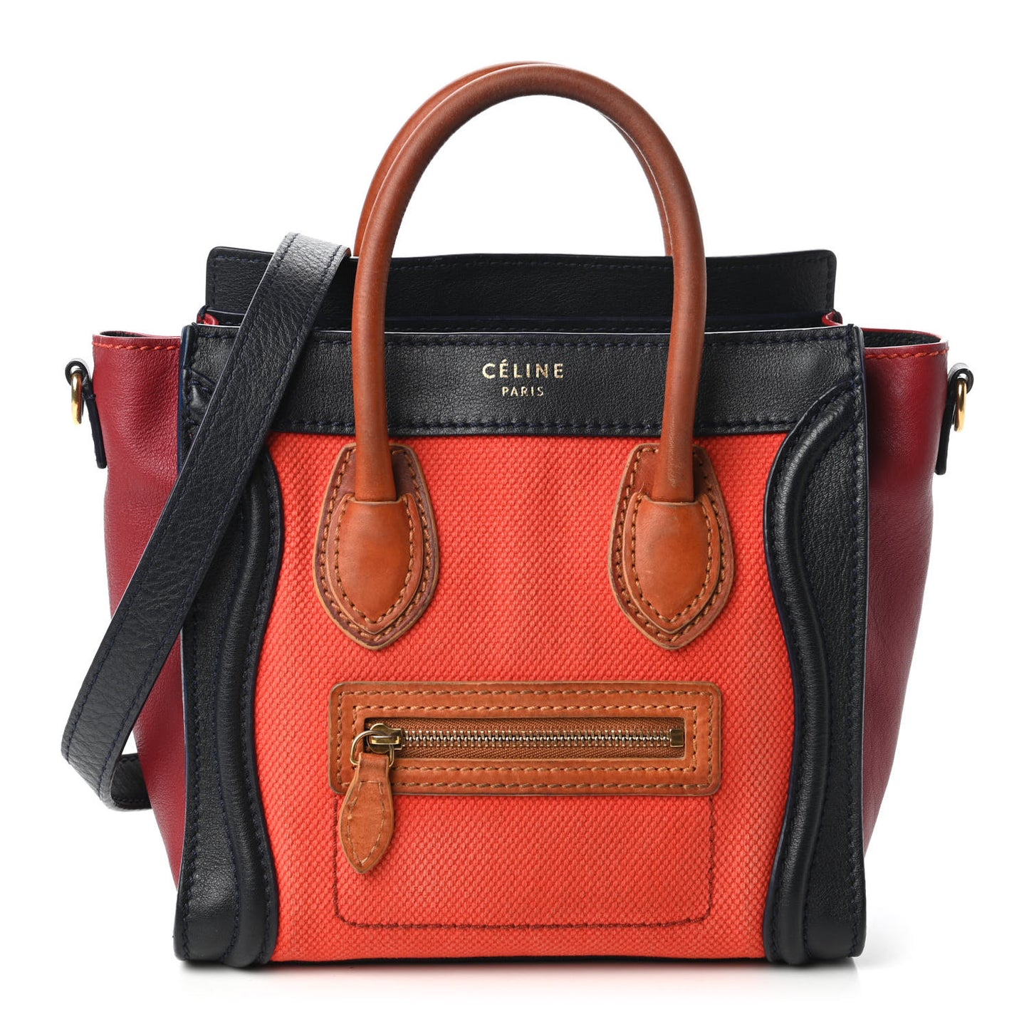 Calfskin Linen Nano Tri-Color Luggage Poppy