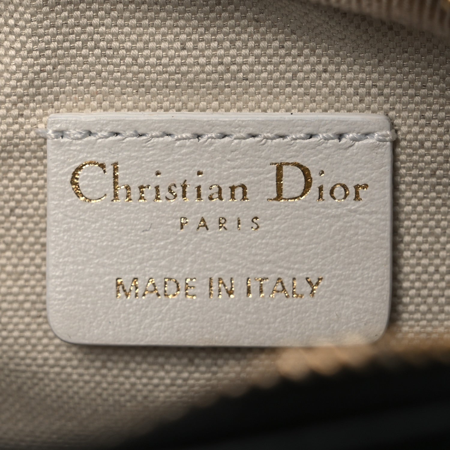 Christian Dior Calfskin Animal Print Micro Dior Vibe Zip Bowling Bag White Multicolor 6 of 12