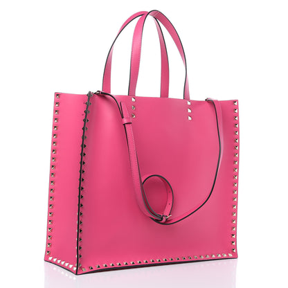 Valentino Garavani Calfskin Rockstud Vertical Tote Peony 3 of 8