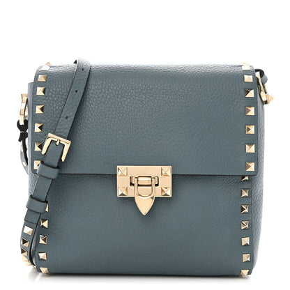 Valentino Garavani Pebbled Calfskin Rockstud Flip Lock Flap Messenger Bag Amadeus 1 of 13