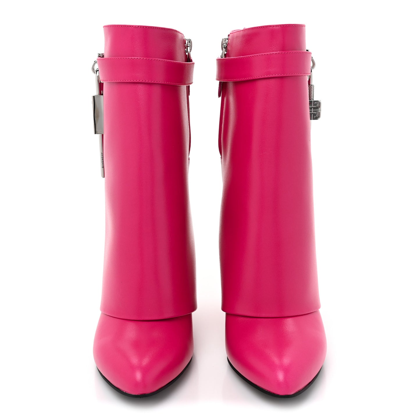 Calfskin Shark Lock Ankle Boots 39.5 Neon Pink
