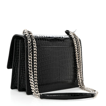 Saint Laurent Calfskin Crocodile Embossed Medium Monogram Sunset Black 2 of 12