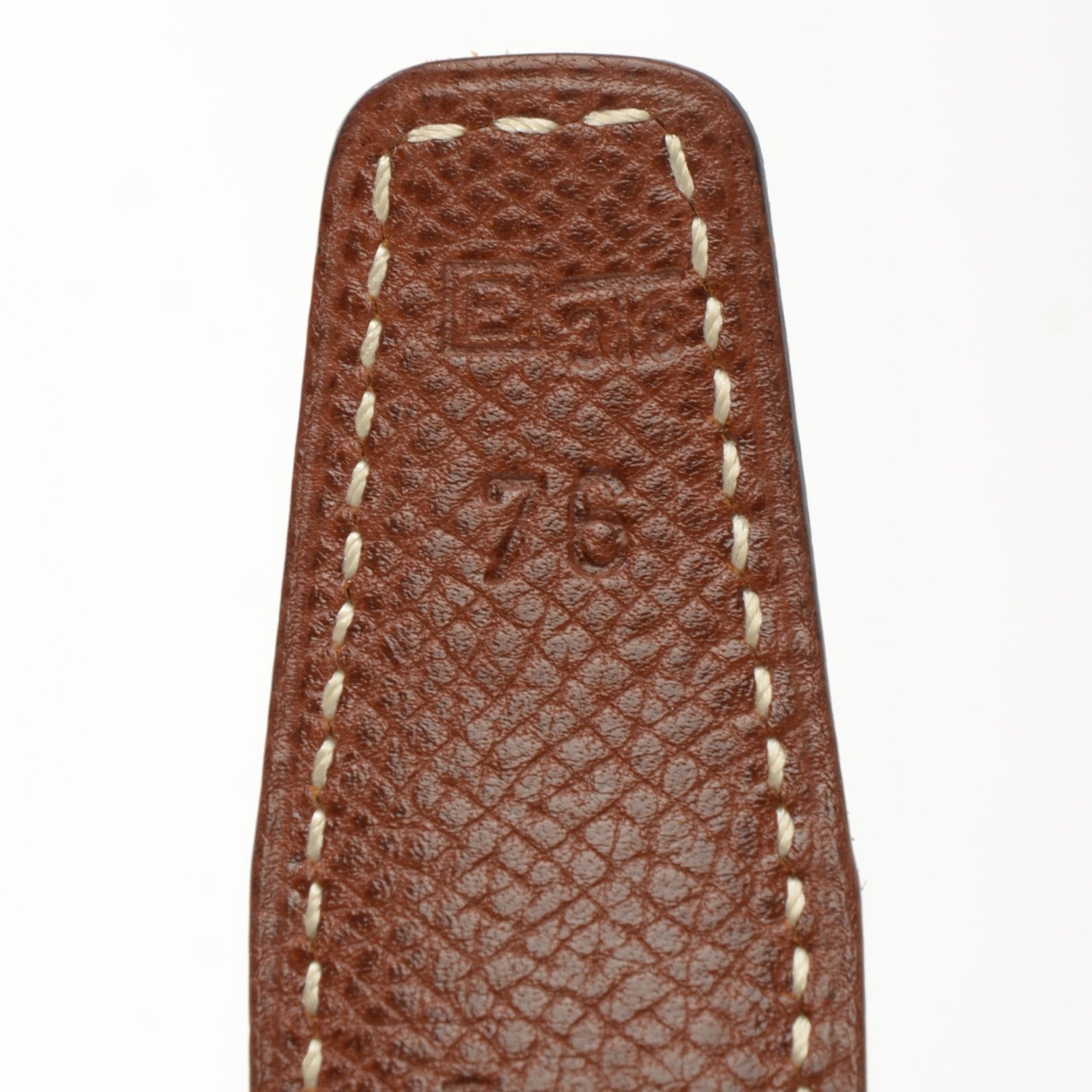 Hermes Box Courchevel 18mm H Belt 76 Noir Cognac 7 of 9