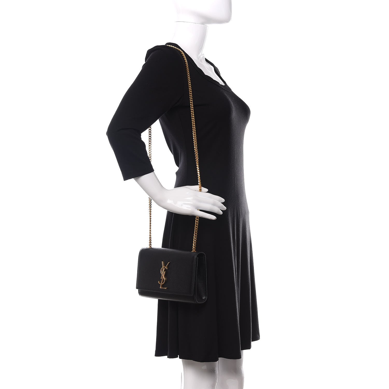 Saint Laurent Grain De Poudre Small Monogram Kate Satchel Black 2 of 8