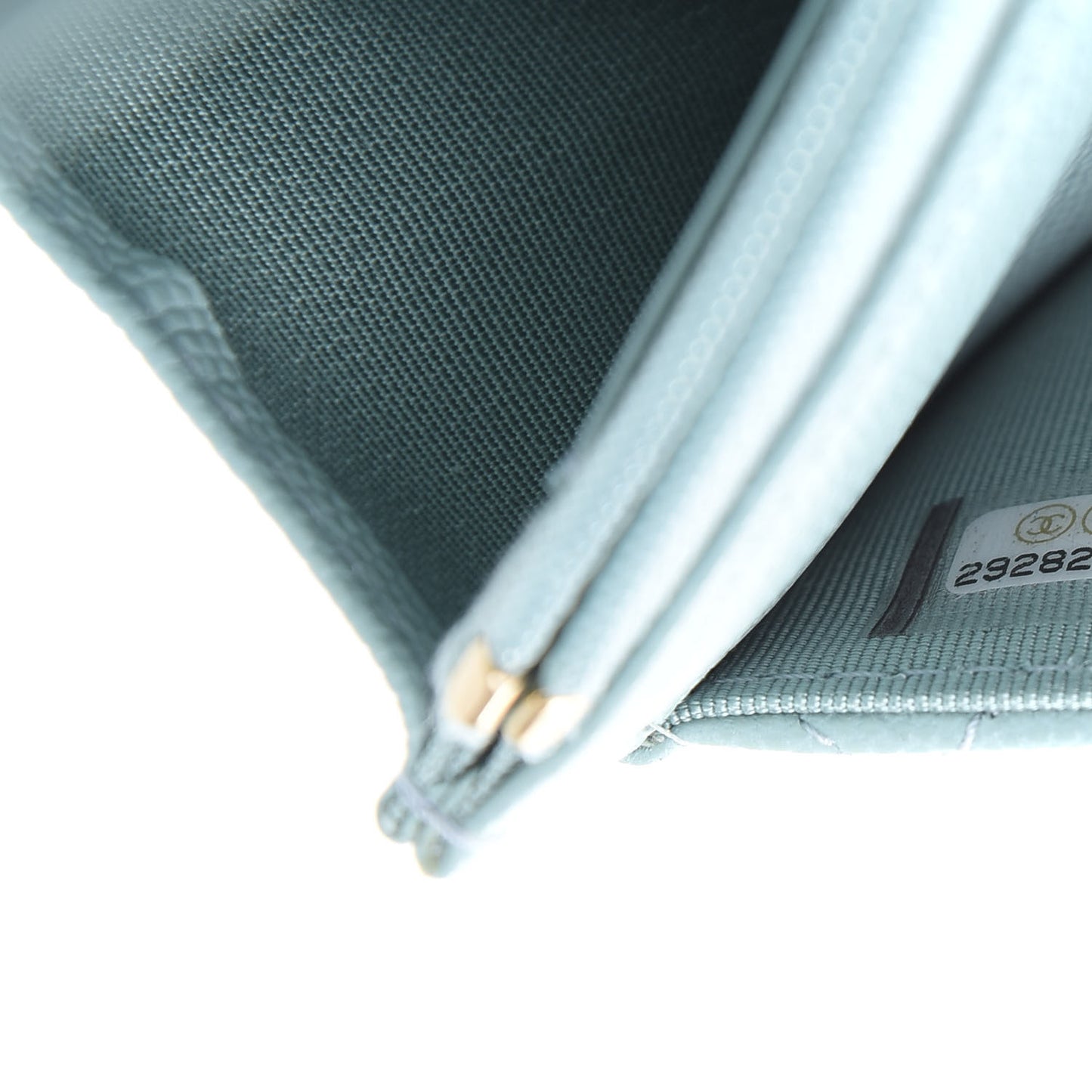 Caviar Quilted Wallet On Chain WOC Light Blue