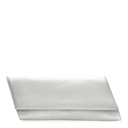 Saint Laurent Metallic Calfskin Diagonal Clutch Silver 1 of 7