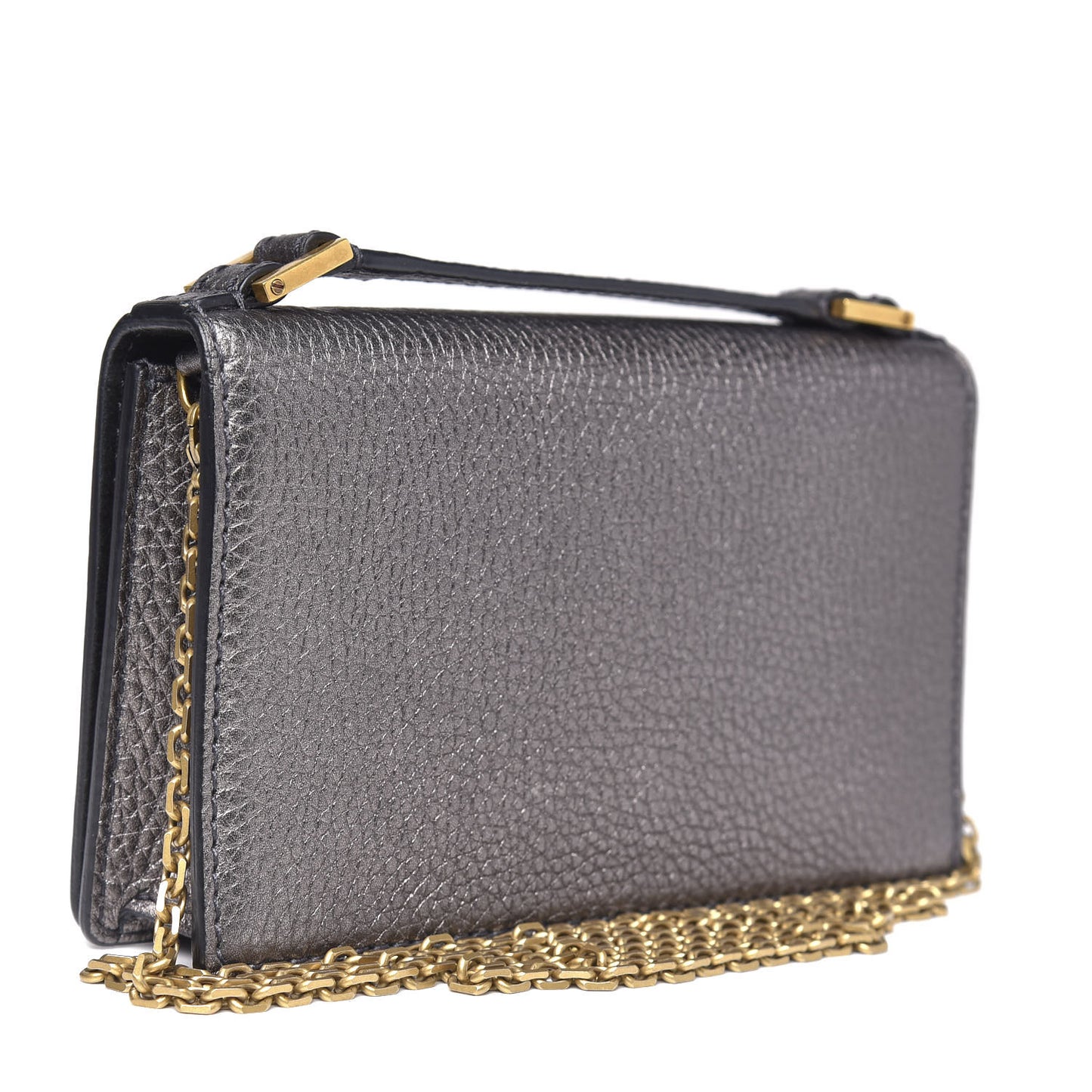 Metallic Grained Calfskin J'adior Clutch Gunmetal