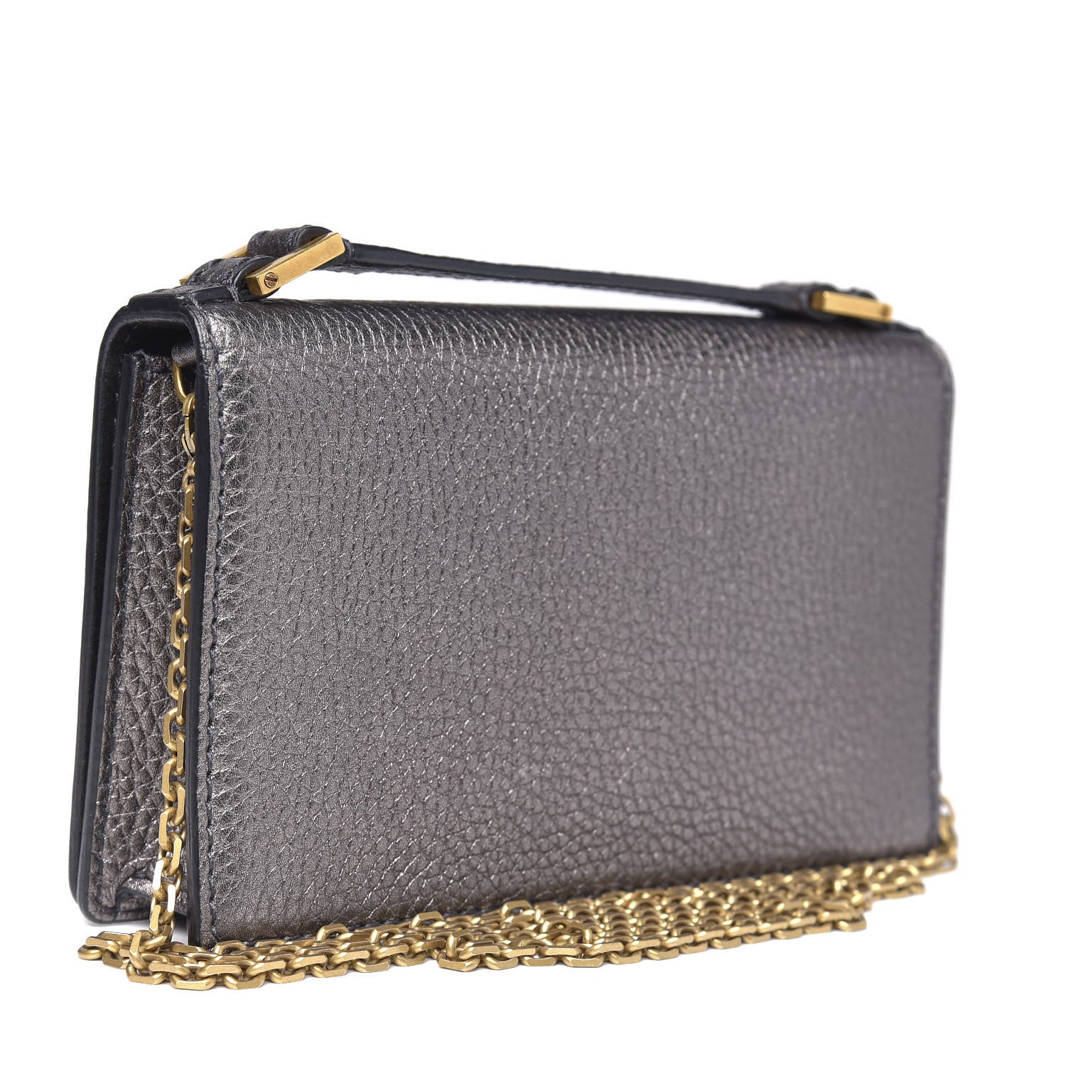 Christian Dior Metallic Grained Calfskin J'adior Clutch Gunmetal 4 of 10